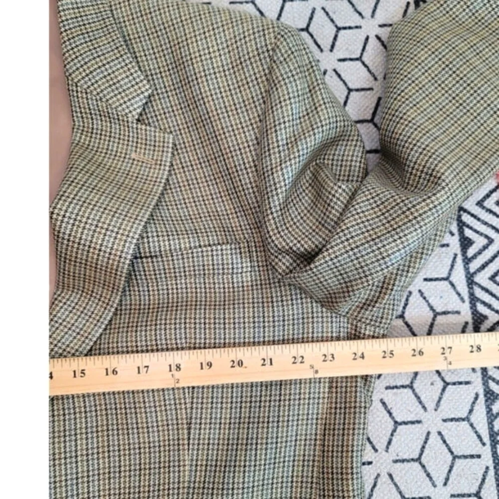 CHAPS 100% Silk Houndstooth Plaid 2 Button Sport Coat Jacket Blazer, sz 46 L